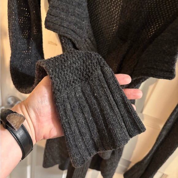 Armani Exchange Women’s Charcoal Gray Open-Front Belted Wool Cardigan, Size L - Picture 6 of 6